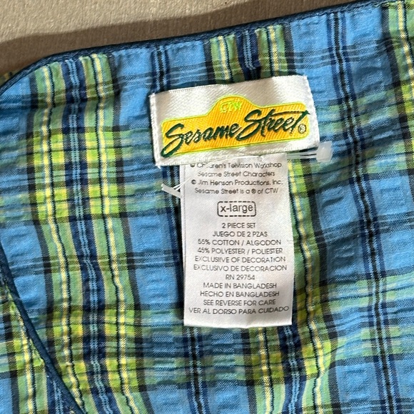 Sesame Street VTG 1980s Elmo Pajama Pj Shorts Set Gingham Womens XL EUC - Picture 4 of 13